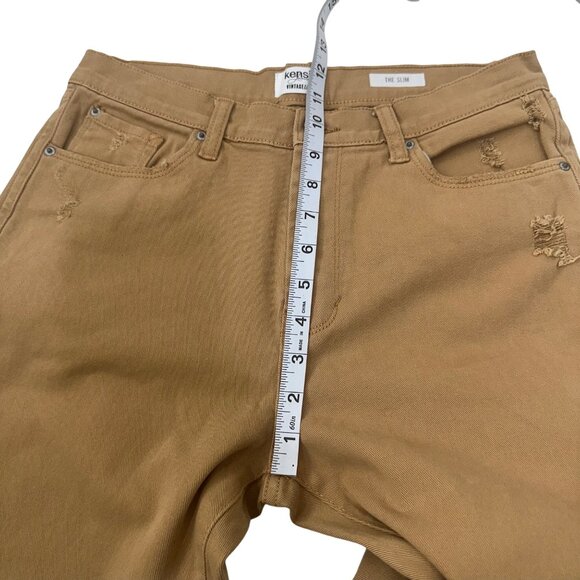 Kensie Jeans Vintage Luxe Womens Slim Fit Tan Distressed Denim Pants Size 6/28 - Picture 6 of 10